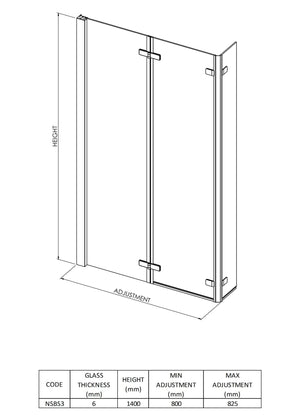 L-Shaped Bath Screen Double Hinged
