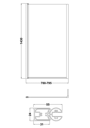 L-Shaped Bath Screen Hinge