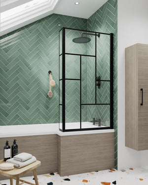 Square Black Abstract Bath Screen