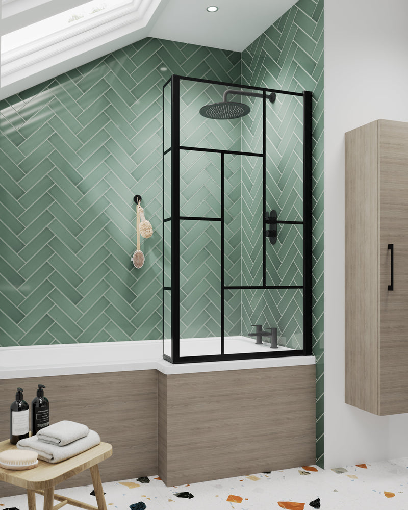 Square Black Abstract Bath Screen