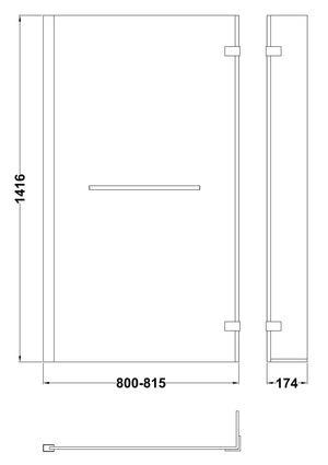 L-Shaped Bath Screen Hinged With Rail