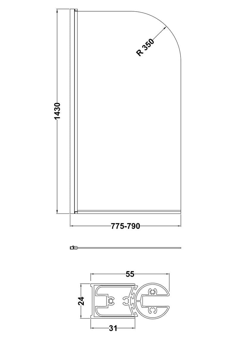 Pewter Round Bath Screen
