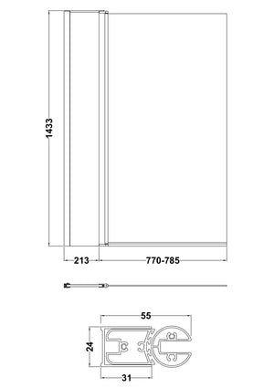 Square Bath Screen With Fixed Panel