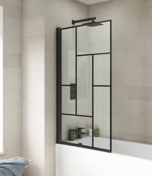 Square Black Abstract Bath Screen