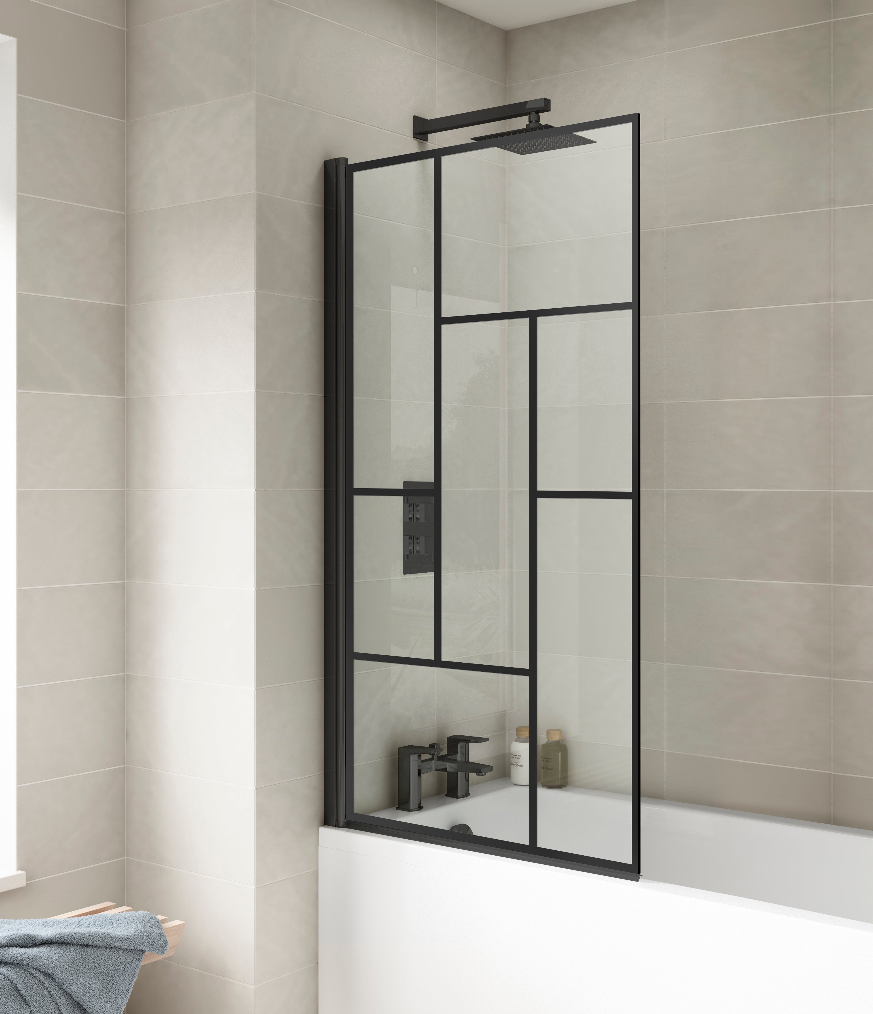 Square Black Abstract Bath Screen