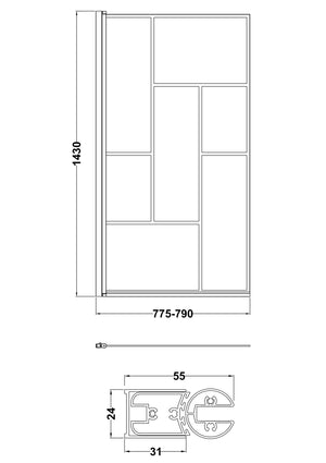 Square Black Abstract Bath Screen
