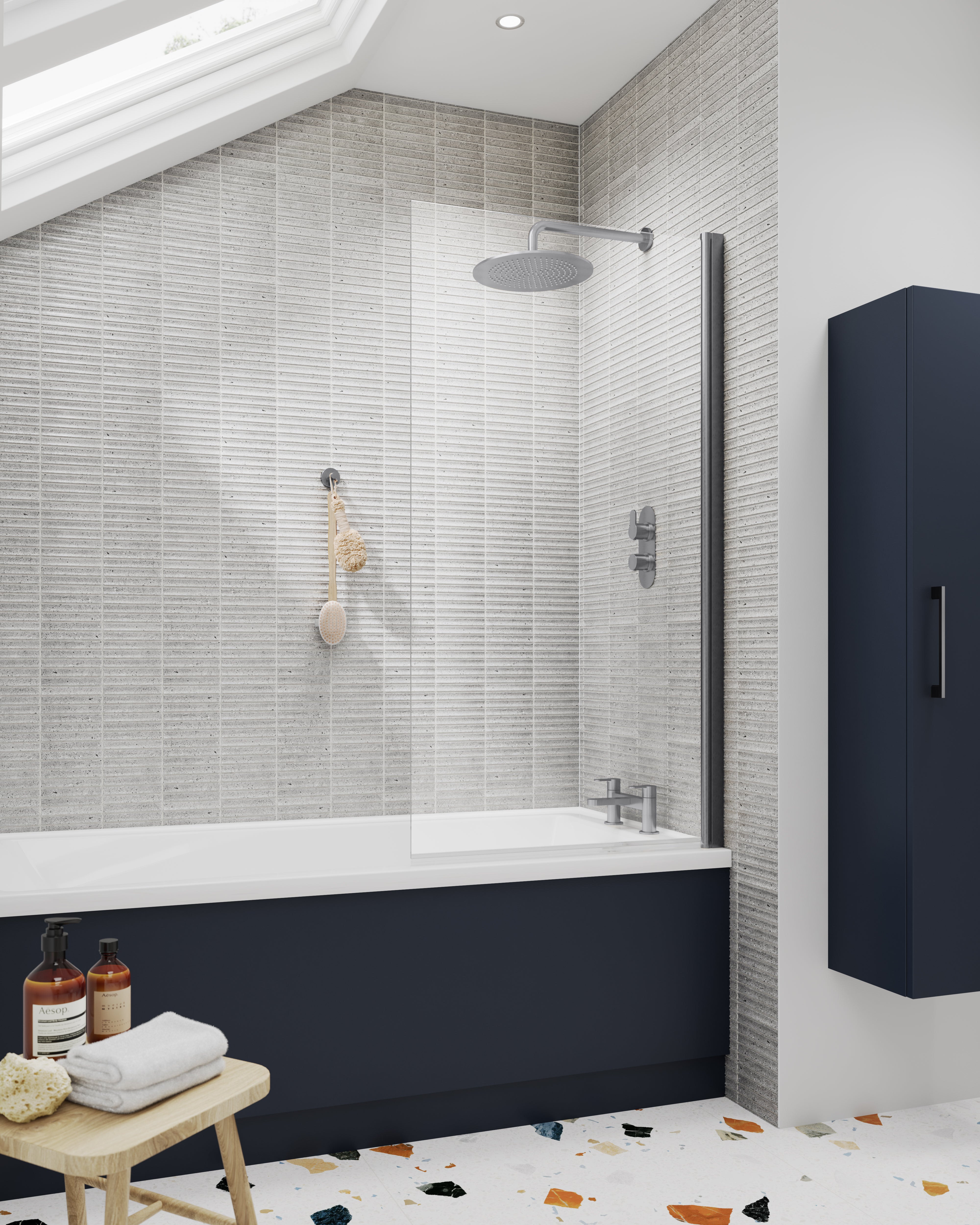 Pewter Square Bath Screen