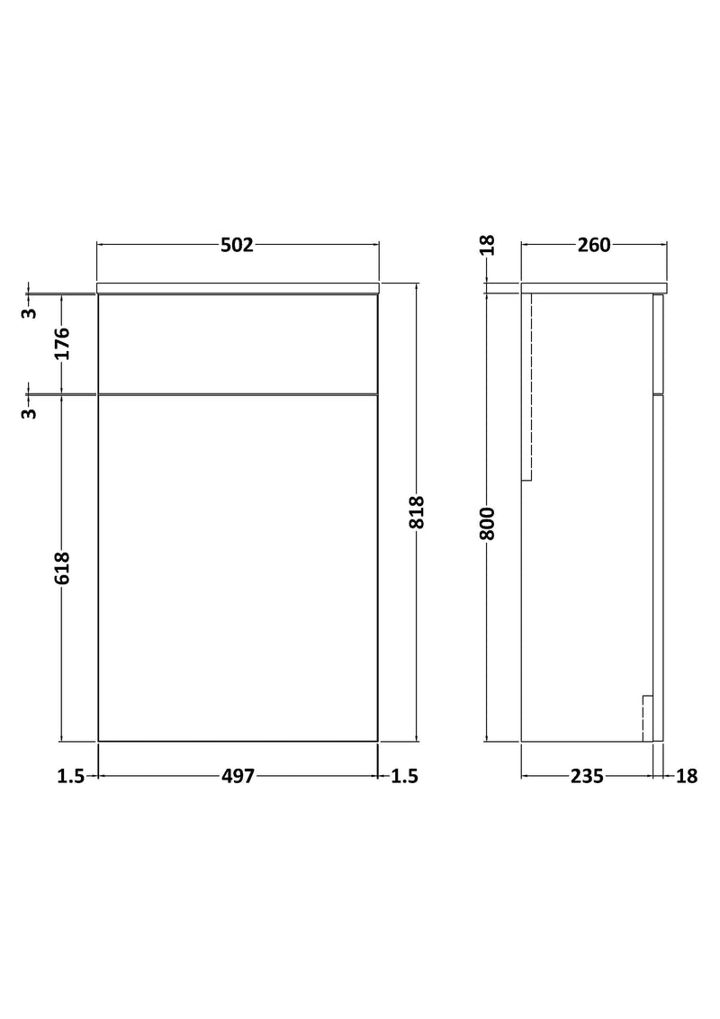 Arko Floor Standing WC Unit 500mm