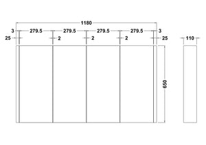 Wall Hung 4-Door Mirror Unit 1200mm