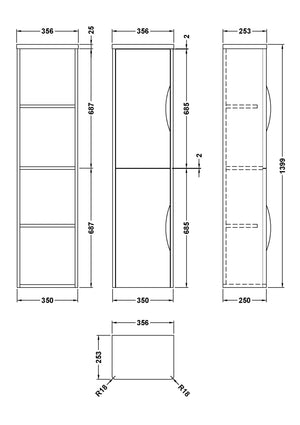 Para 350mm Wall Hung Tall Unit 2-Door