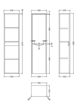 Luna 400mm Wall Hung Tall Unit 2-Door
