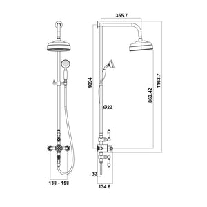 Classic Rigid Riser Shower With Fixed Head and Handset
